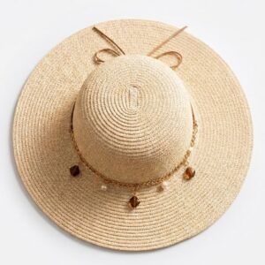 Chapeau de Paille à Bijoux Ambrés